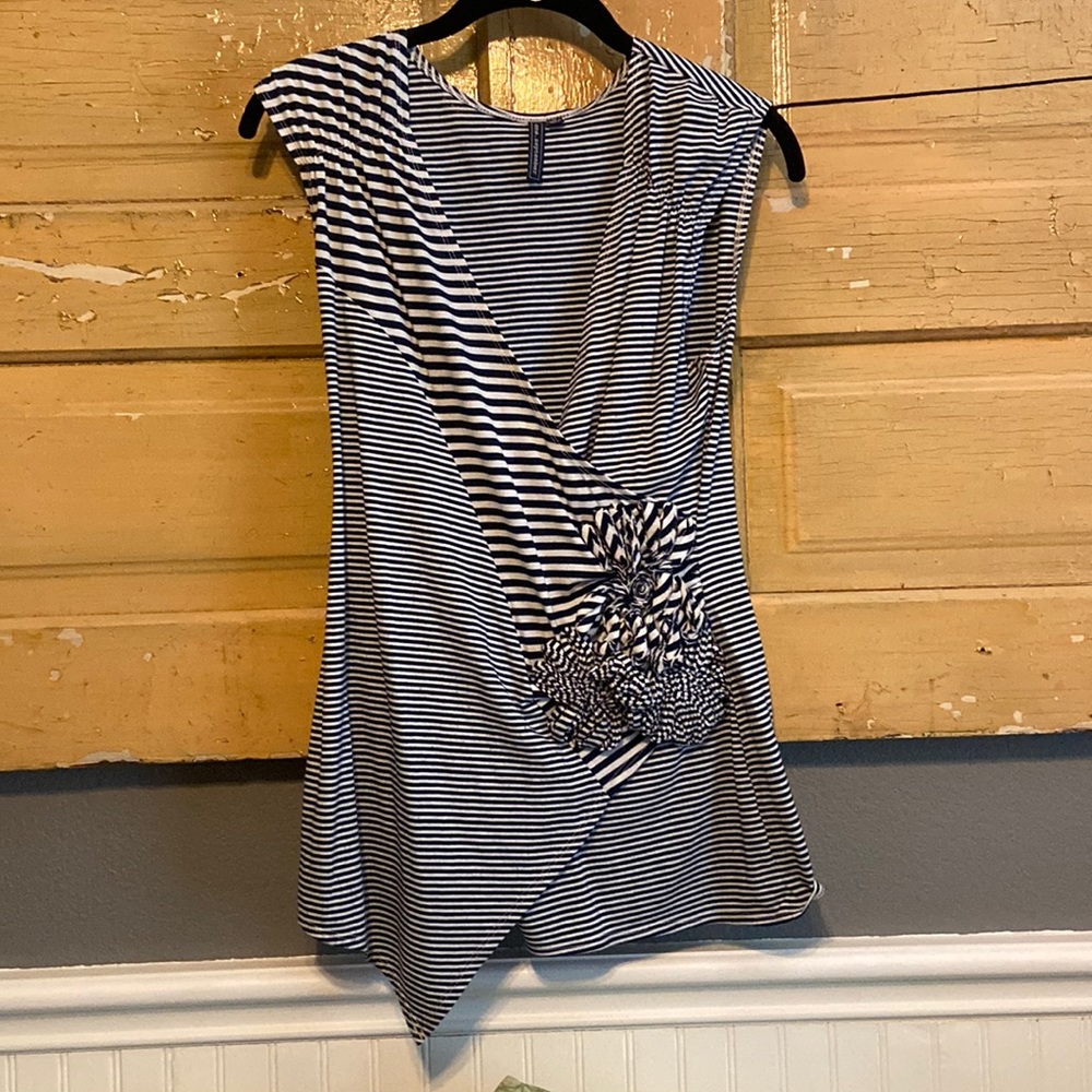 Anthropologie navy and white striped tank size M